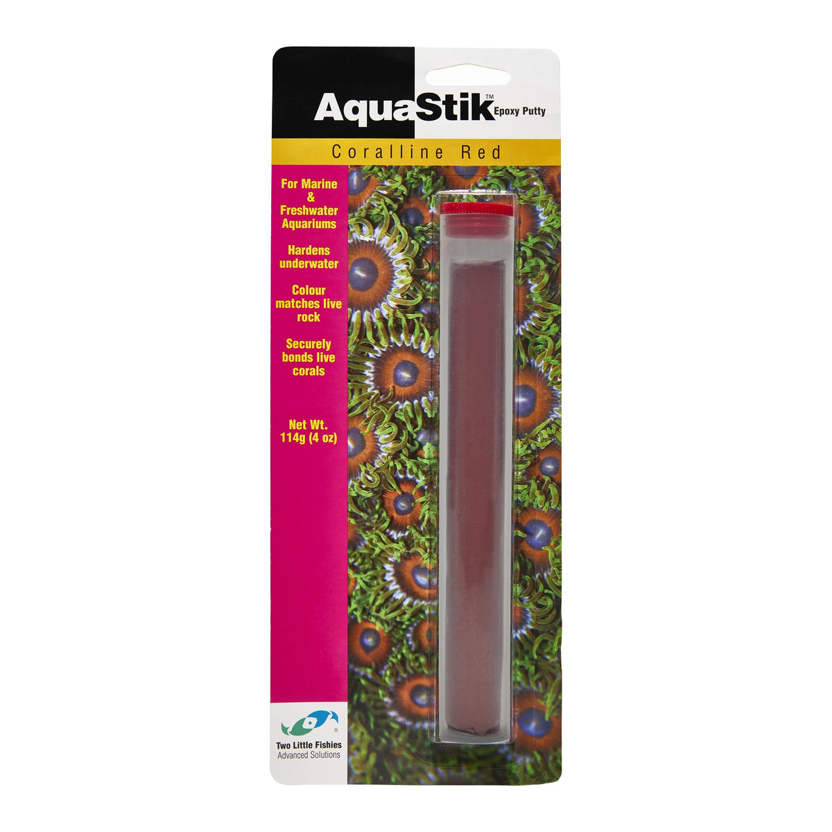 Two Little Fishies Aquastik Red Putty slab for reef repair and coralline color blending.