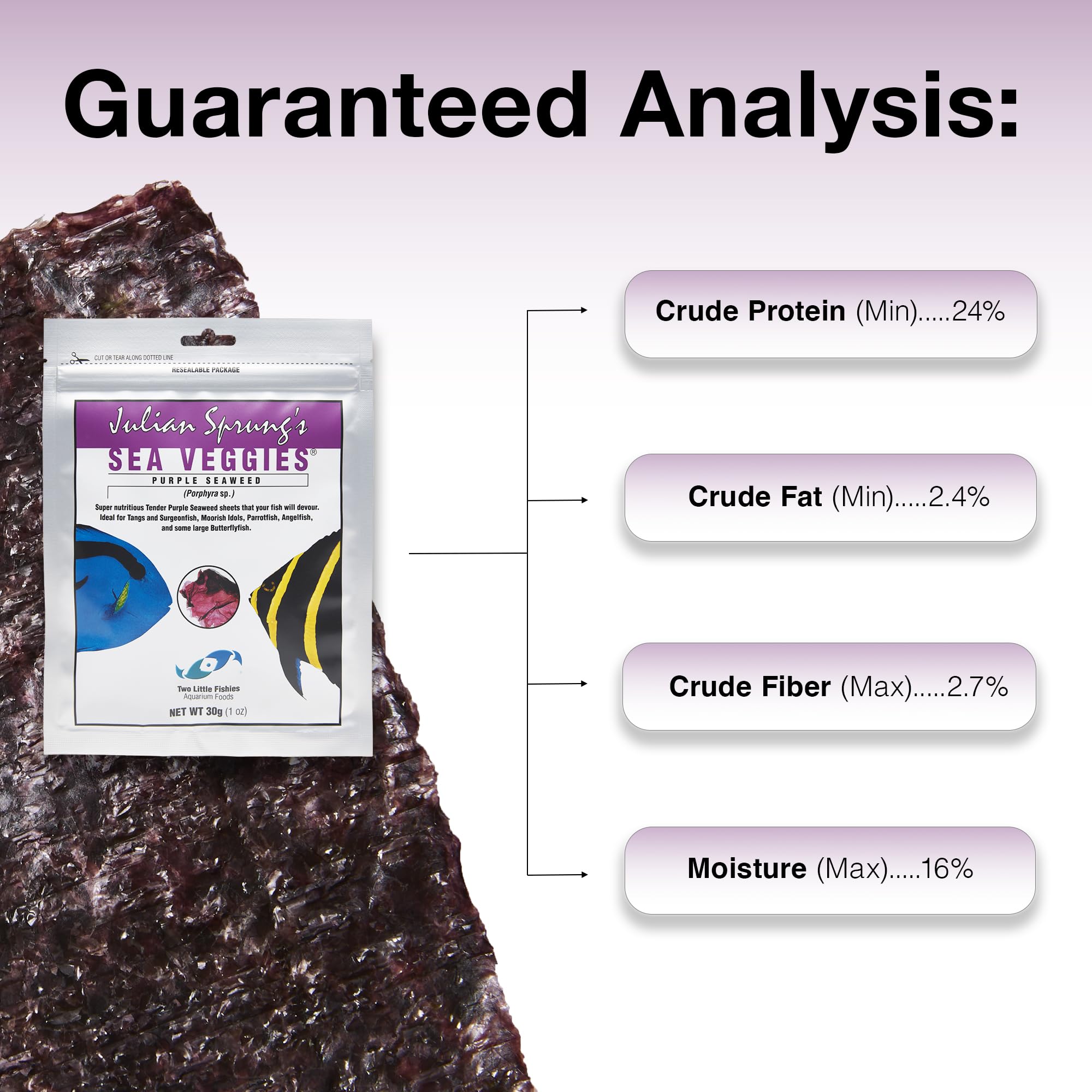 Two Little Fishies Sea Veg-Purple Seaweed is ideal for tangs and surgeonfish.