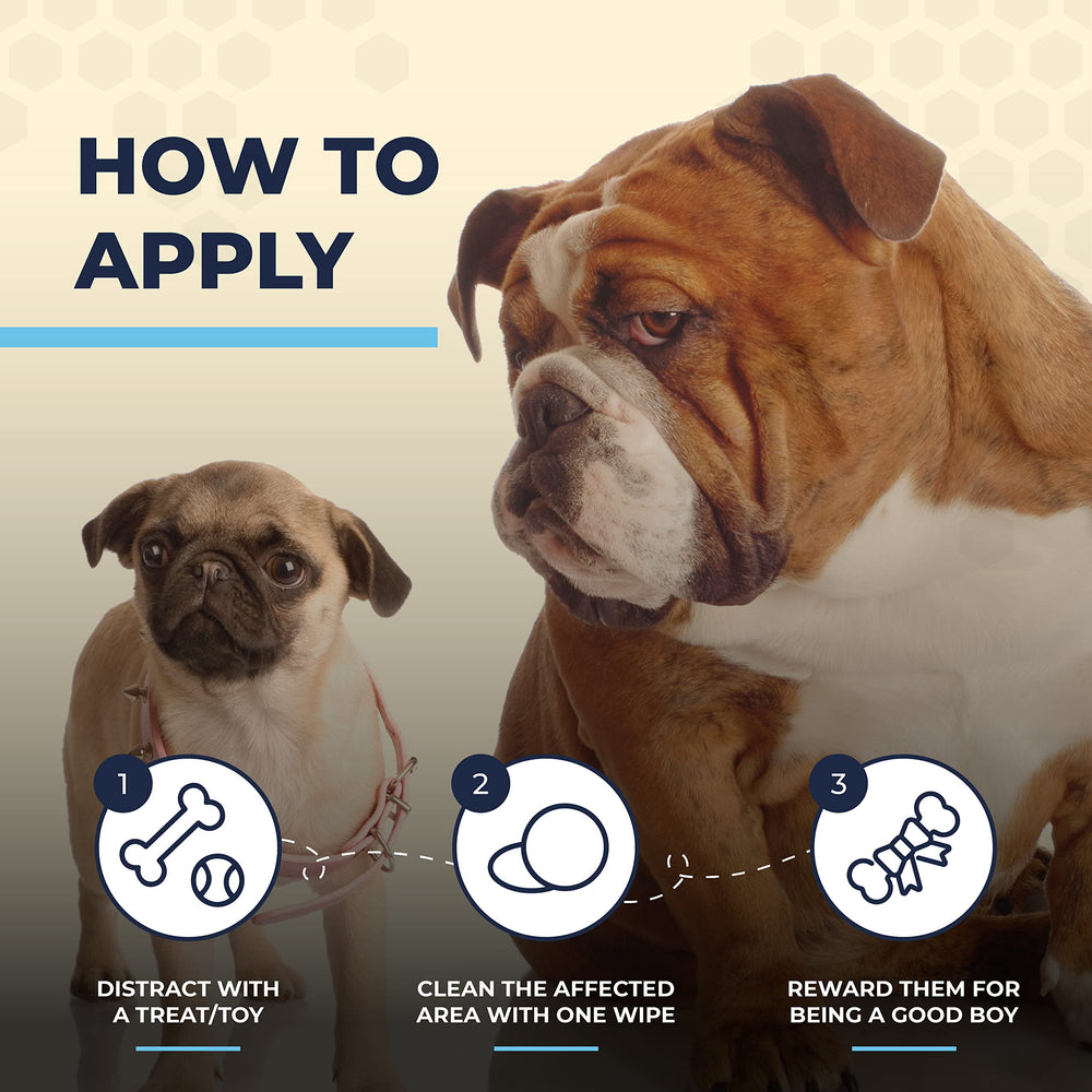 Two Pets and a Half wrinkle wipes, easy-grip design for quick cleaning.