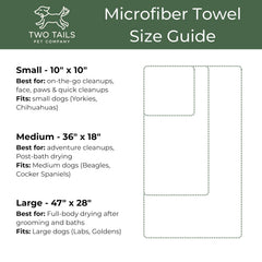 Two Tails Pet Company Pet N’ Dry lightweight towel that glides over all breeds.