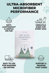 Two Tails Pet Company Pet N’ Dry soft microfiber towel for gentle coat drying.