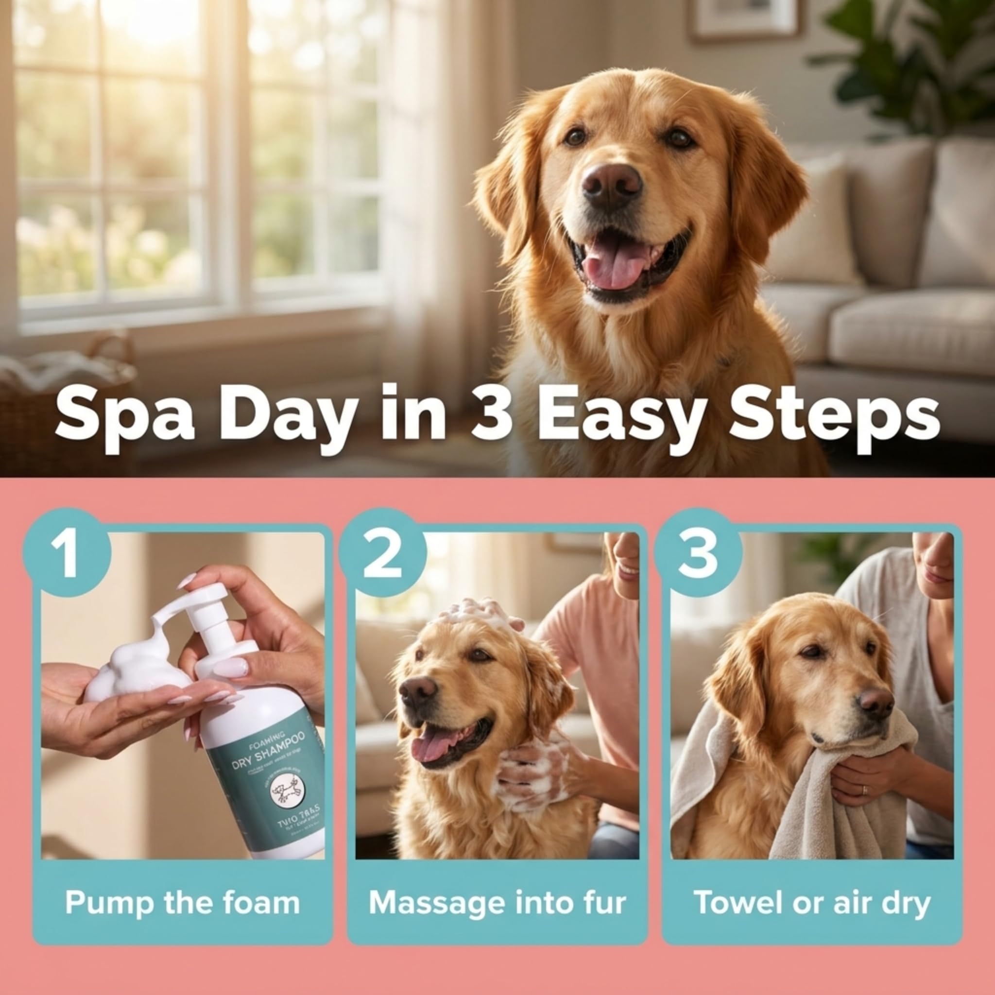 Two Tails Pet Skin Friendly Formula label emphasizes mild care for sensitive skin.