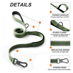 TwoEar leash close-up showing traffic handle for close control during busy walks.