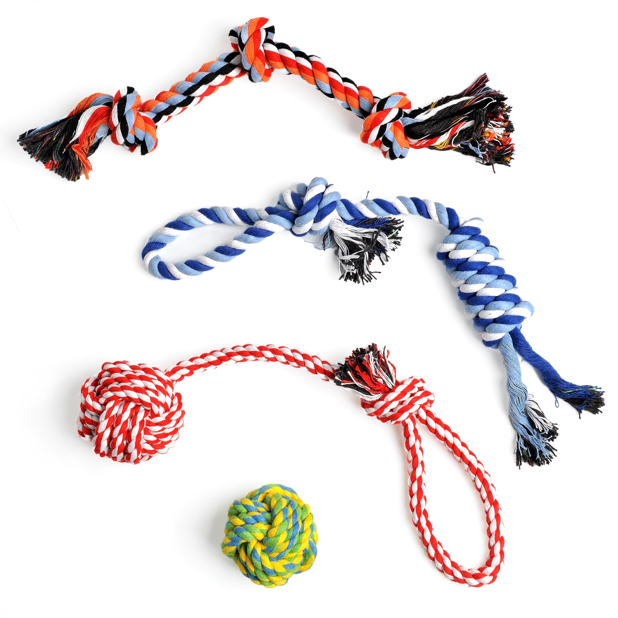 TwoEar dog rope toy set in action during a lively tug session for small breeds.
