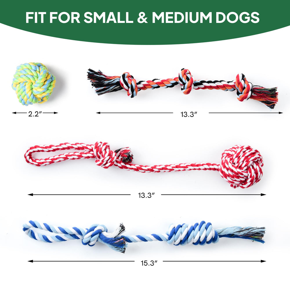 TwoEar varied-thickness rope toys suit puppies and small to medium dogs.