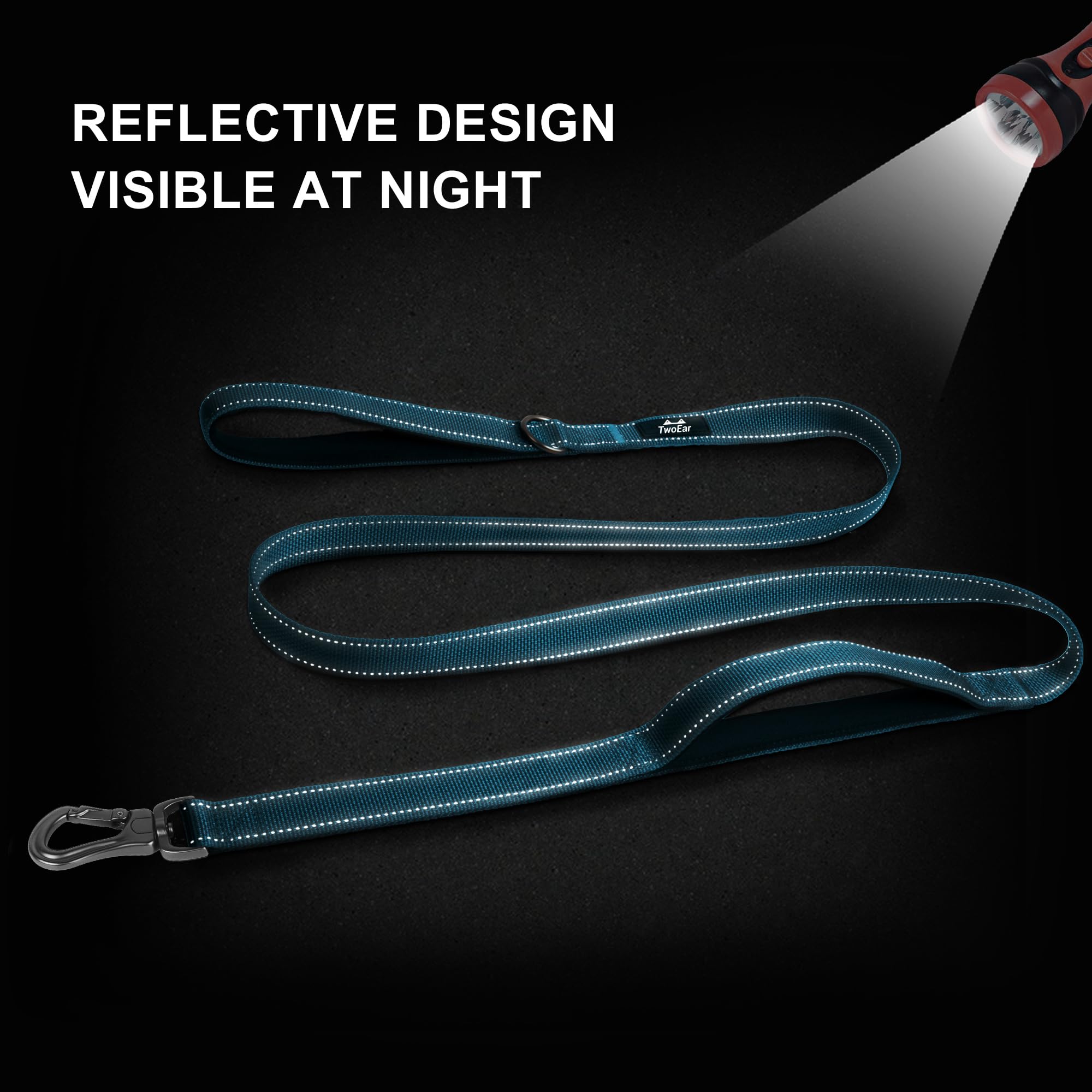 TwoEar durable nylon leash with high-density webbing for strength and flexibility.