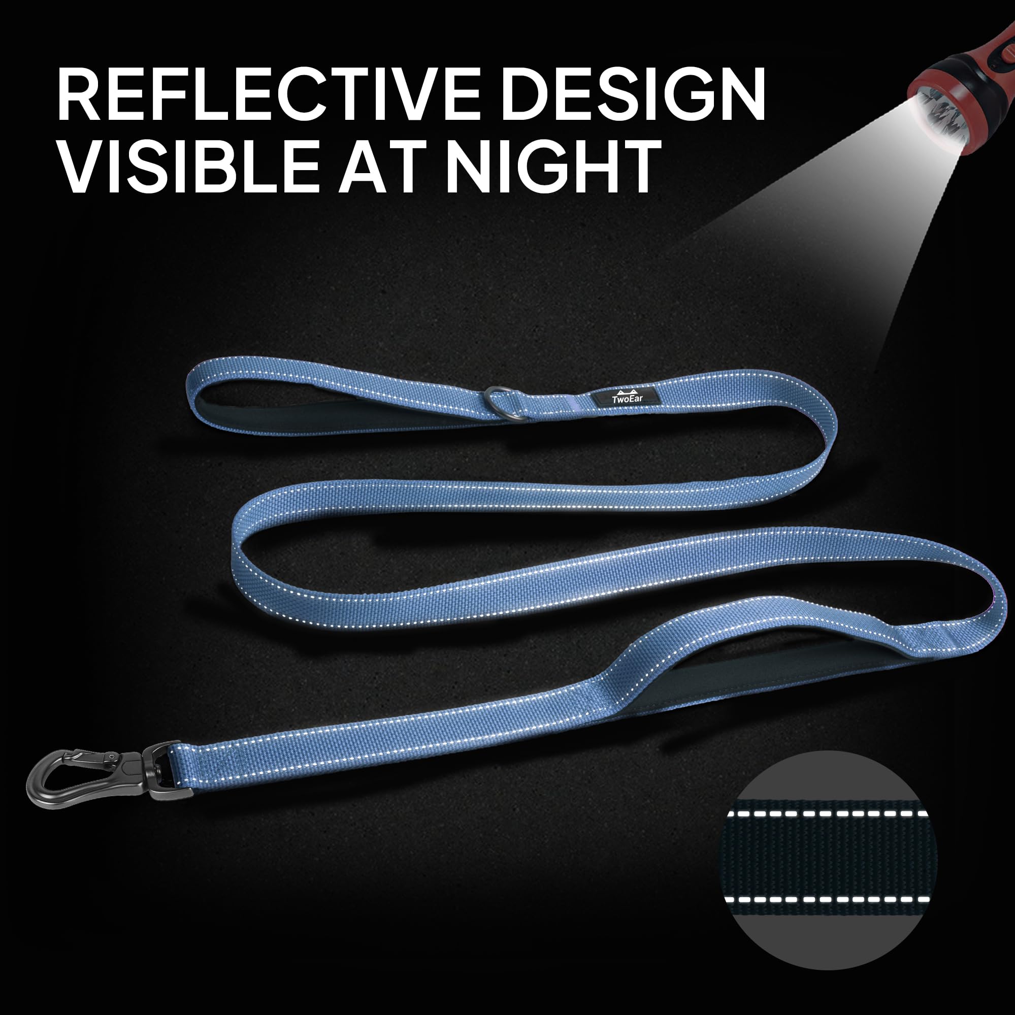 TwoEar heavy-duty nylon leash designed for strong pulls