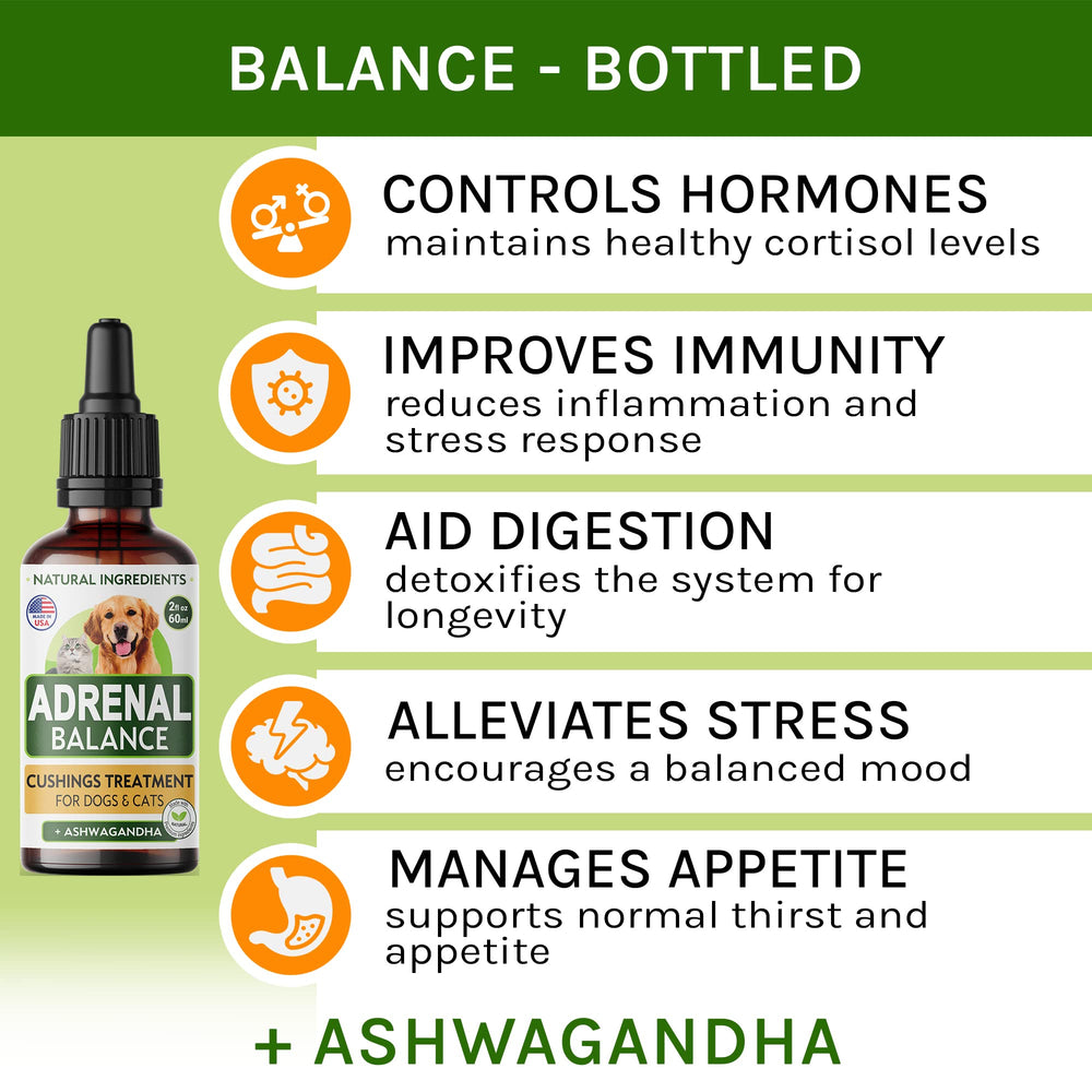 TwoFurFinds Adrenal Balance drops poured for easy dosing into pet's mouth.