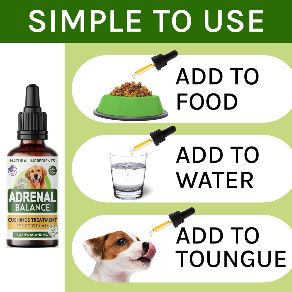 TwoFurFinds Adrenal Balance packaging box with clear dosage directions for pets.