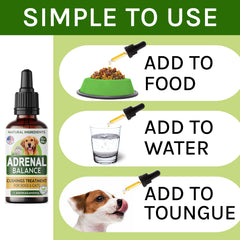 TwoFurFinds Adrenal Balance packaging box with clear dosage directions for pets.