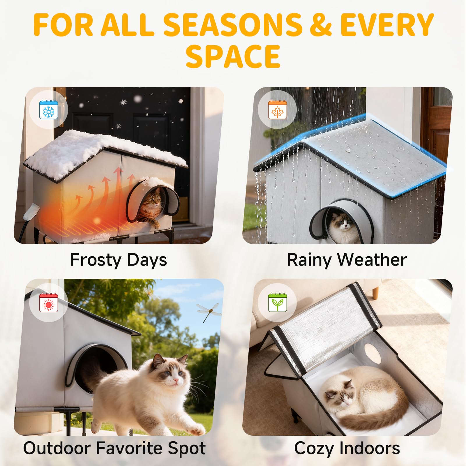 Txunocy cat house five-layer insulation maintains warmth in cold weather.