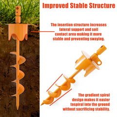 Tyalez spiral weld stake being screwed in for quick ground anchoring.