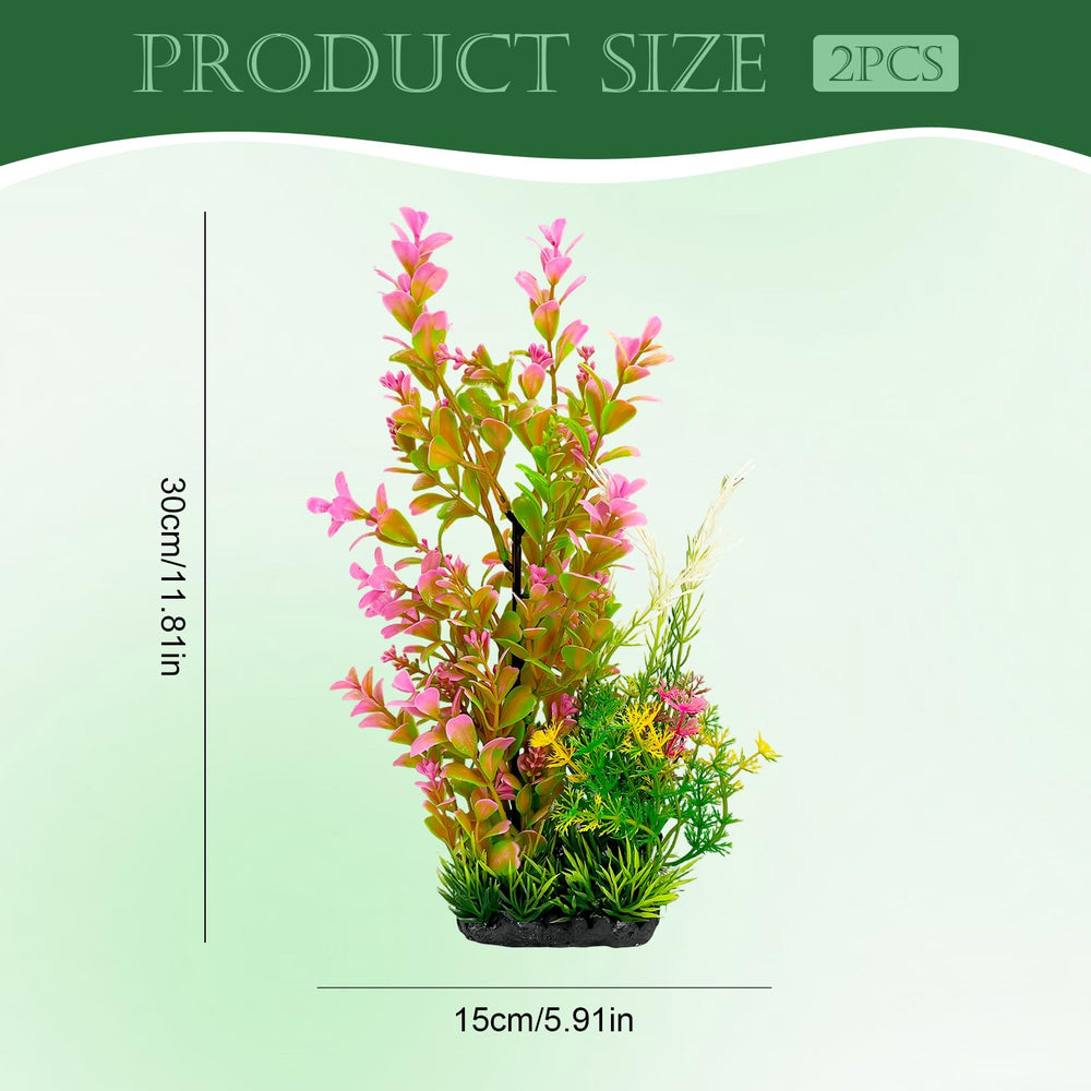 TYZEMKO 11.8-inch green silk plant adds vertical realism to tanks