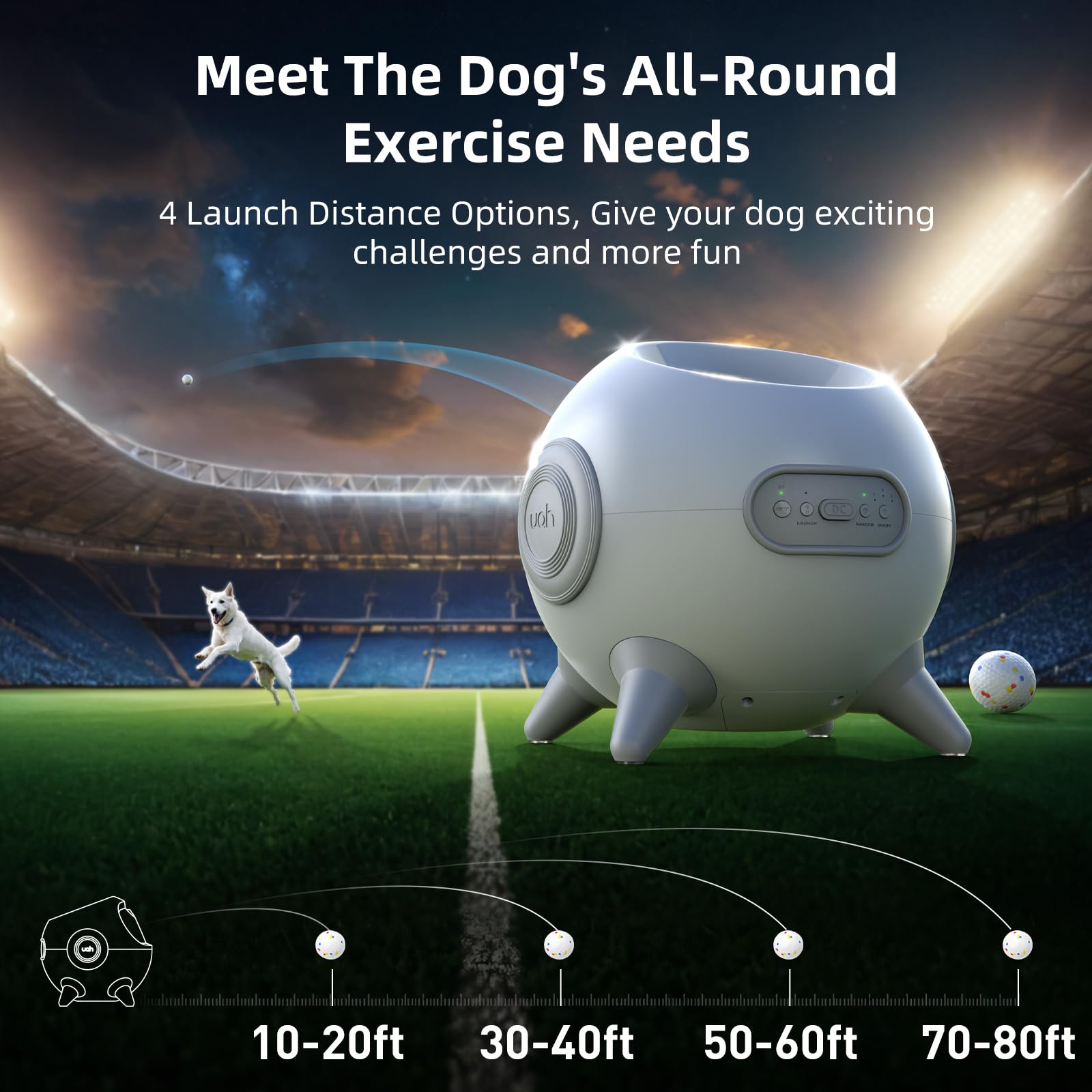 uahpet ball launcher in random mode creating varied play