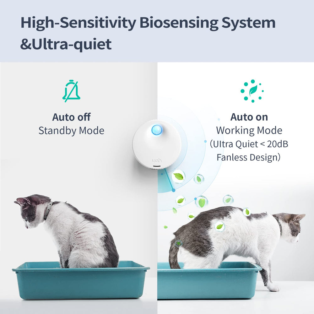 uahpet Gen 2 sensor auto on/off for pet-friendly use near the litter area.