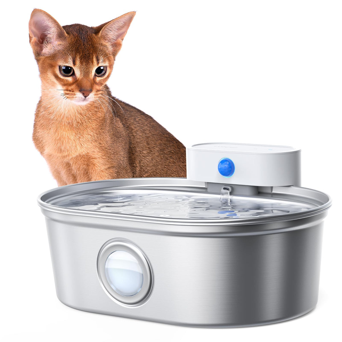 uahpet wireless cat water fountain stainless steel body for easy cleaning.