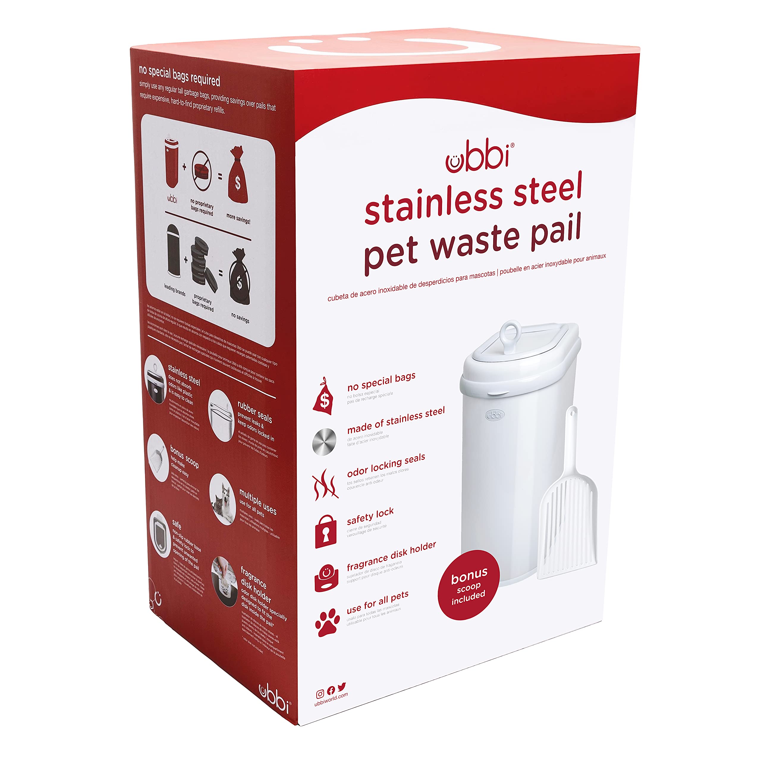 Ubbi Pet Waste Pail bonus litter scoop simplifies cleanup