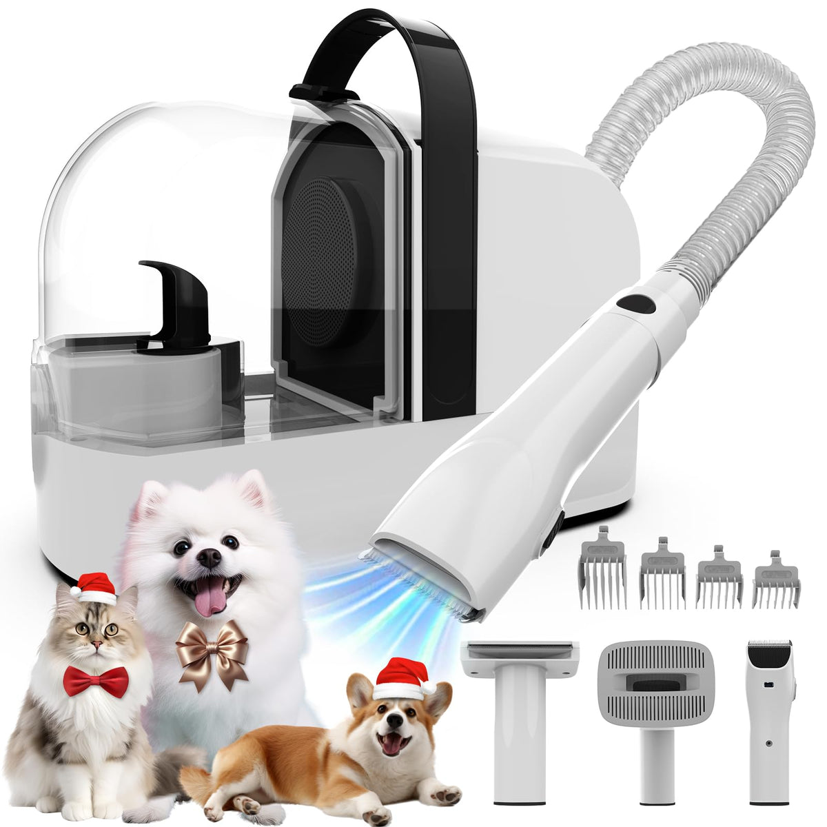ubrobo dog grooming vacuum front view, 12000Pa suction for efficient grooming