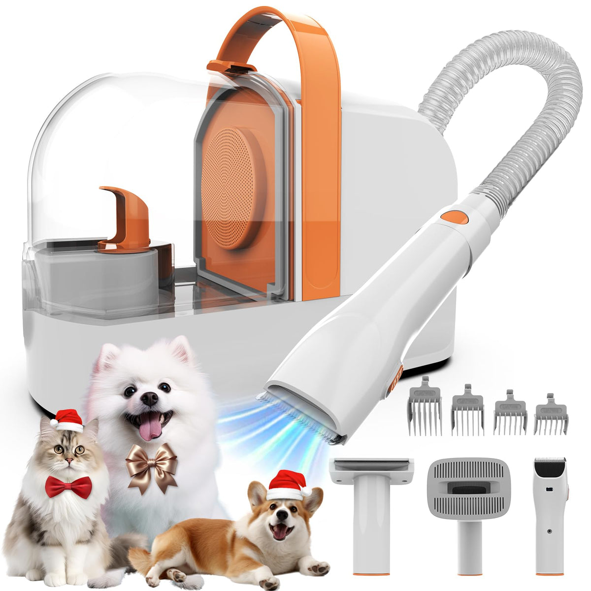 ubrobo dog grooming vacuum head close-up showing strong suction for loose fur