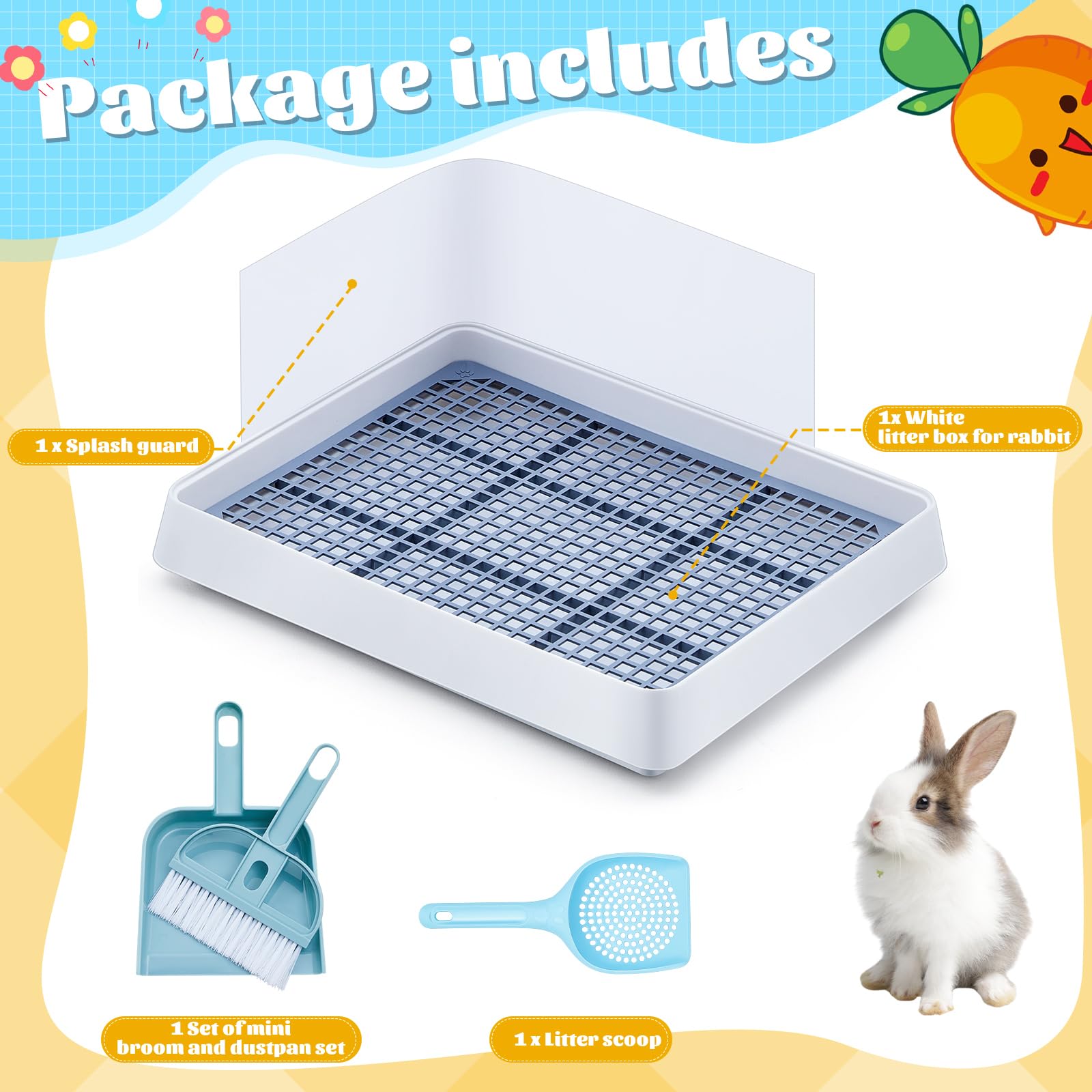 Uiifan rabbit litter box interior with low-entry design for easy access
