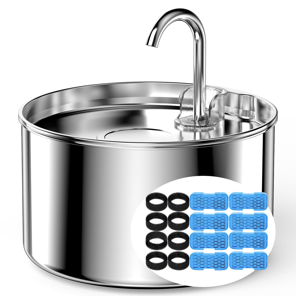 UIOOQ cat water fountain stainless steel body promotes safe hydration