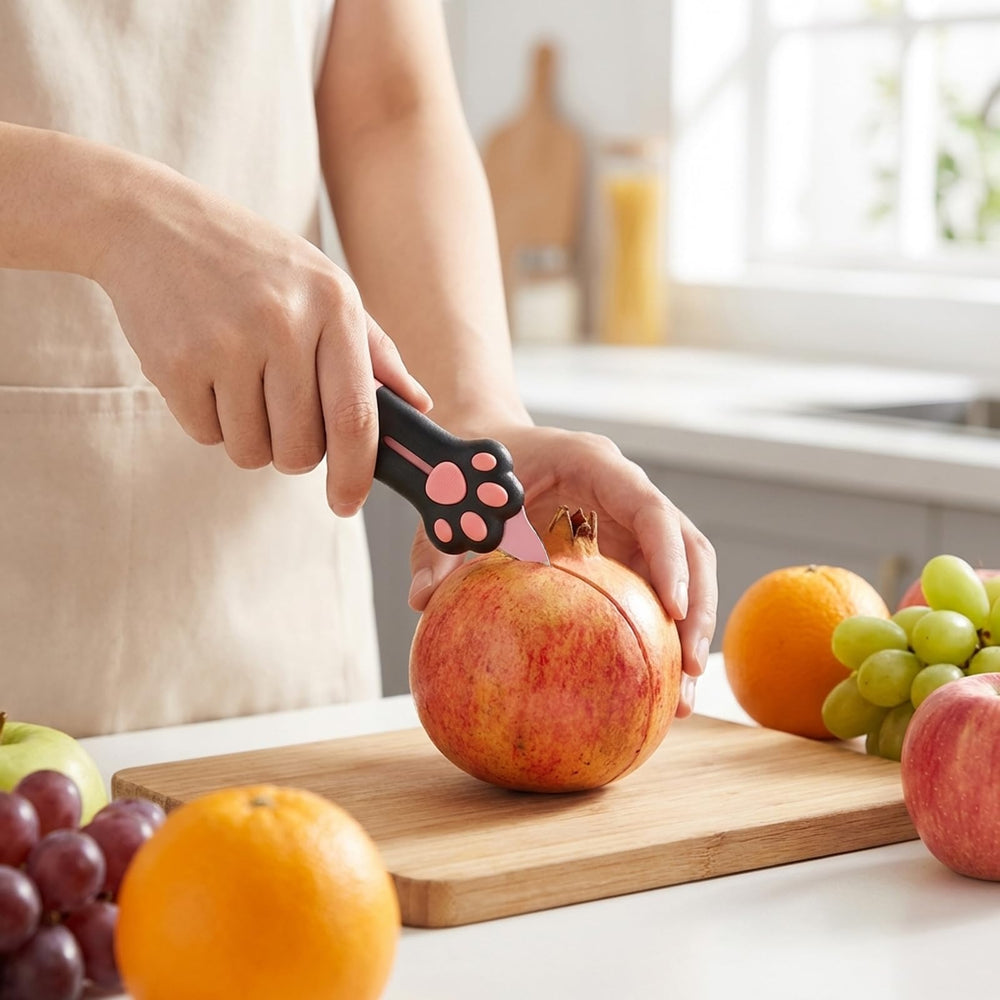 Stainless steel blade close-up on Ujukoxc cat paw box cutter