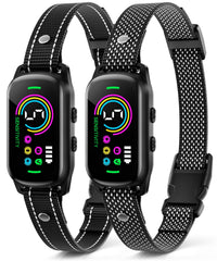 UJYOIIY bark collar full setup shows adjustable fit and night visibility.