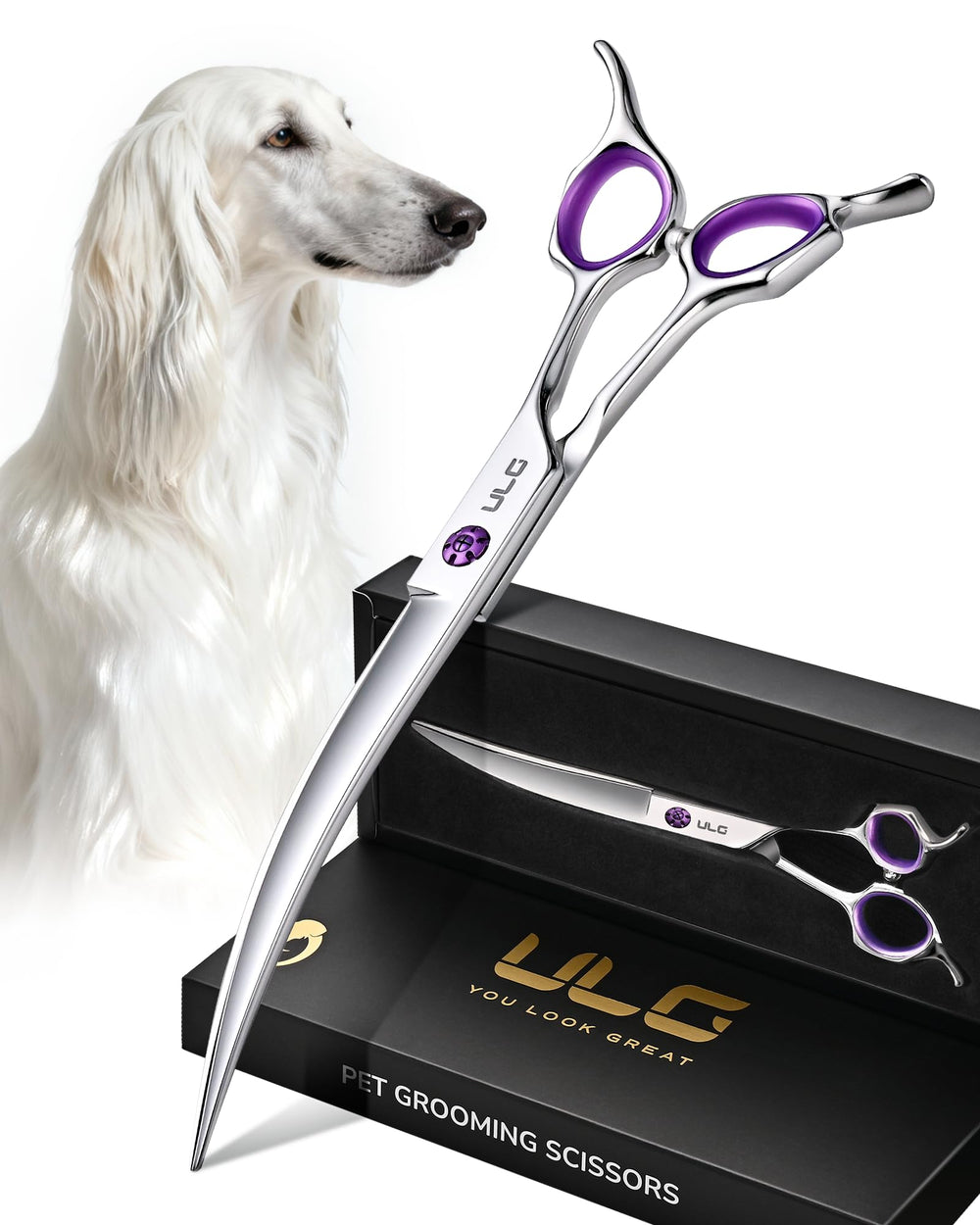 ULG 30° curved blade dog grooming scissors for precise body shaping