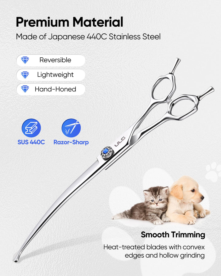 ULG curved dog shears angled blade aids contouring