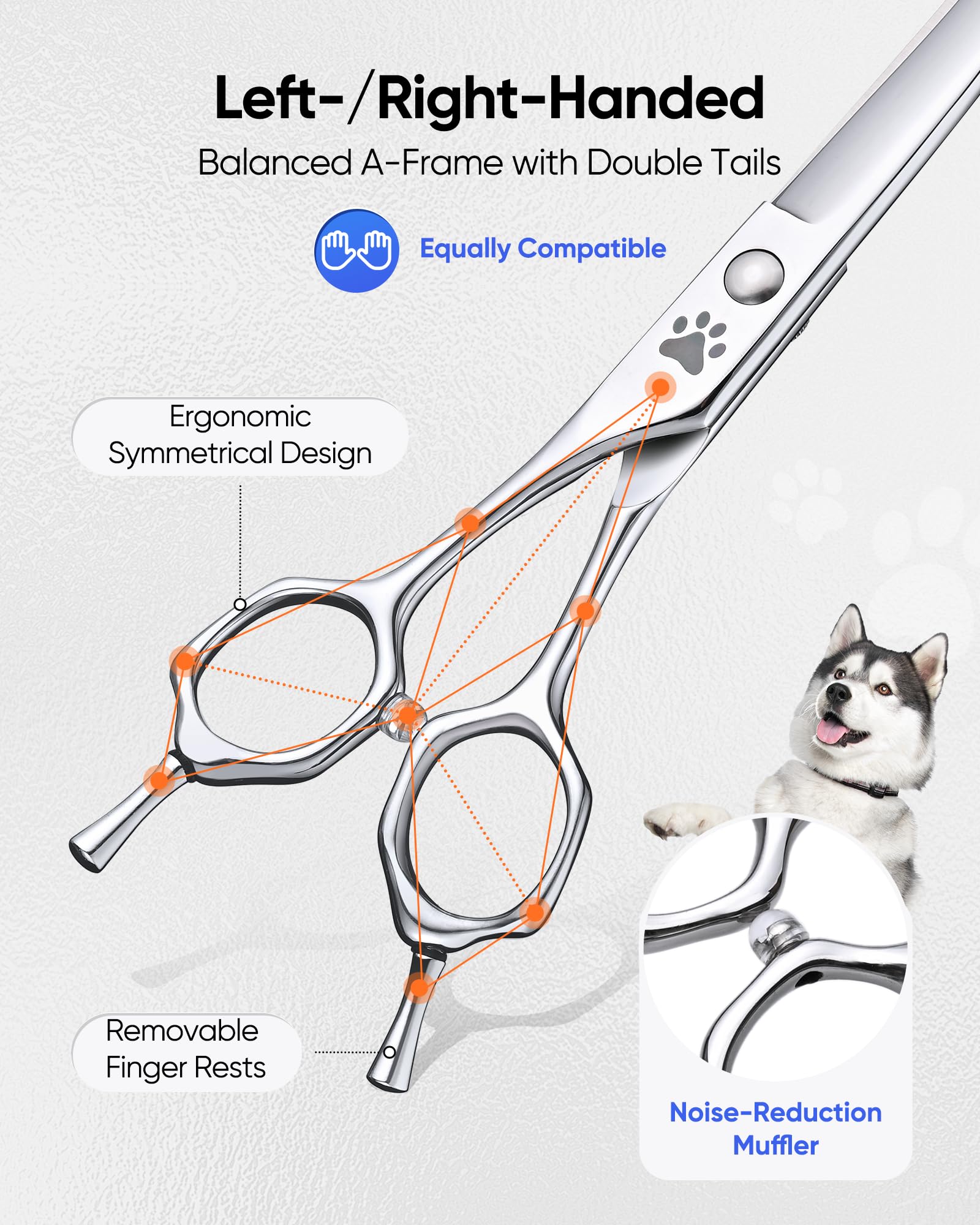 ULG curved dog shears rounded tip for safe trimming near eyes and ears