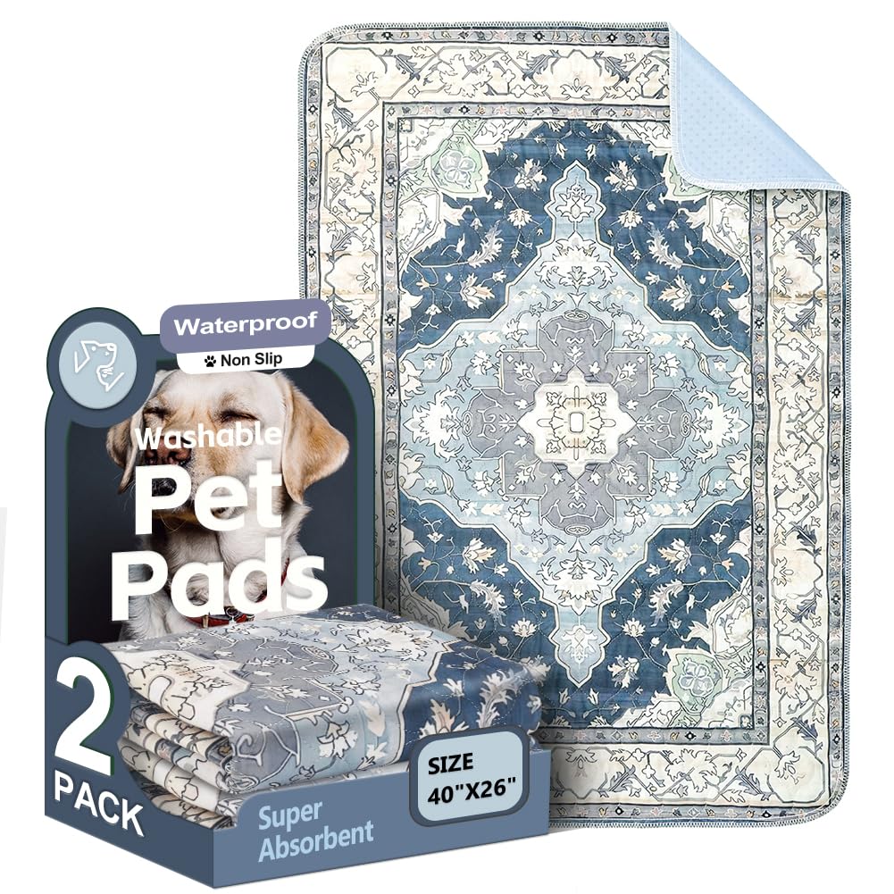 ULIGOTA washable dog pee pad 40x26 navy protects floors and reduces odors.