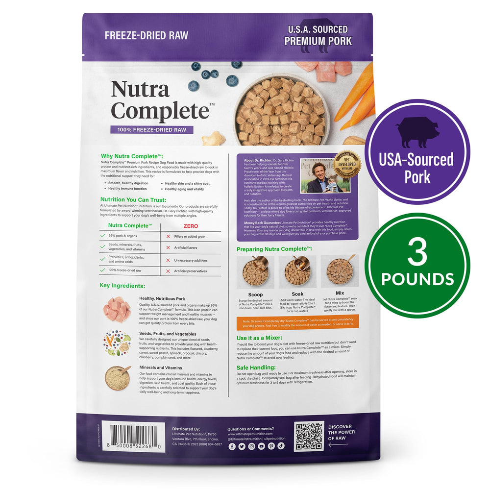 ULTIMATE PET NUTRITION Nutra Complete for all dogs with consideration for individual variation.
