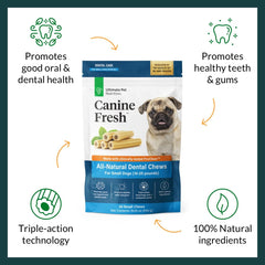 Display of three sizes for tailored chewing with Ultimate Pet Nutrition chews.