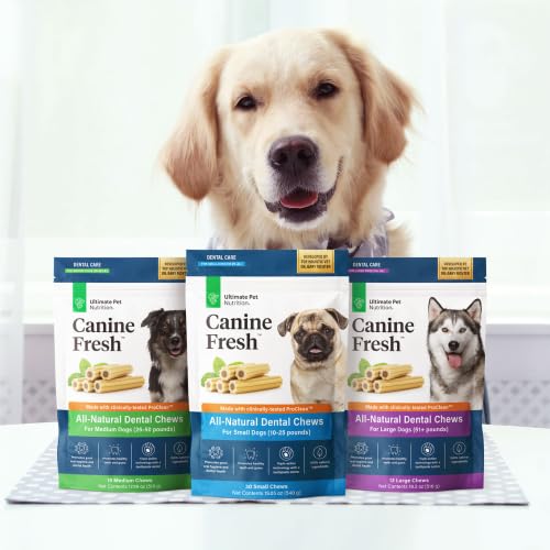Breath-freshening effect from Ultimate Pet Nutrition canine dental chew after meals.