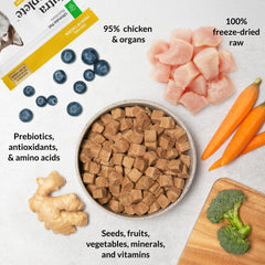 Nutra Complete 1 lb bag close-up showing freeze-dried chicken bites for protein