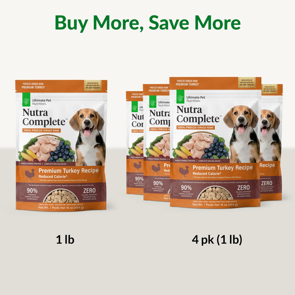 Ultimate Pet Nutrition Nutra Complete Bag Opening illustrates easy storage and portion control.