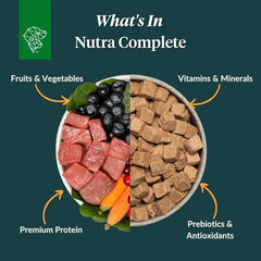 ULTIMATE PET NUTRITION Nutra Complete bone broth duck bits on spoon for easy serving
