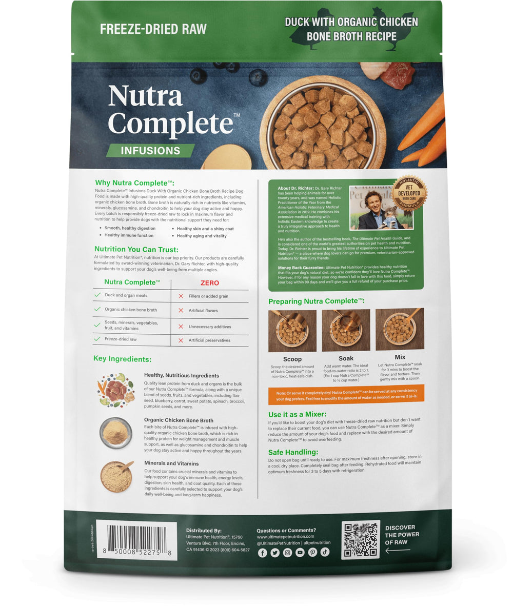 ULTIMATE PET NUTRITION Nutra Complete dog enjoying a meal during activity