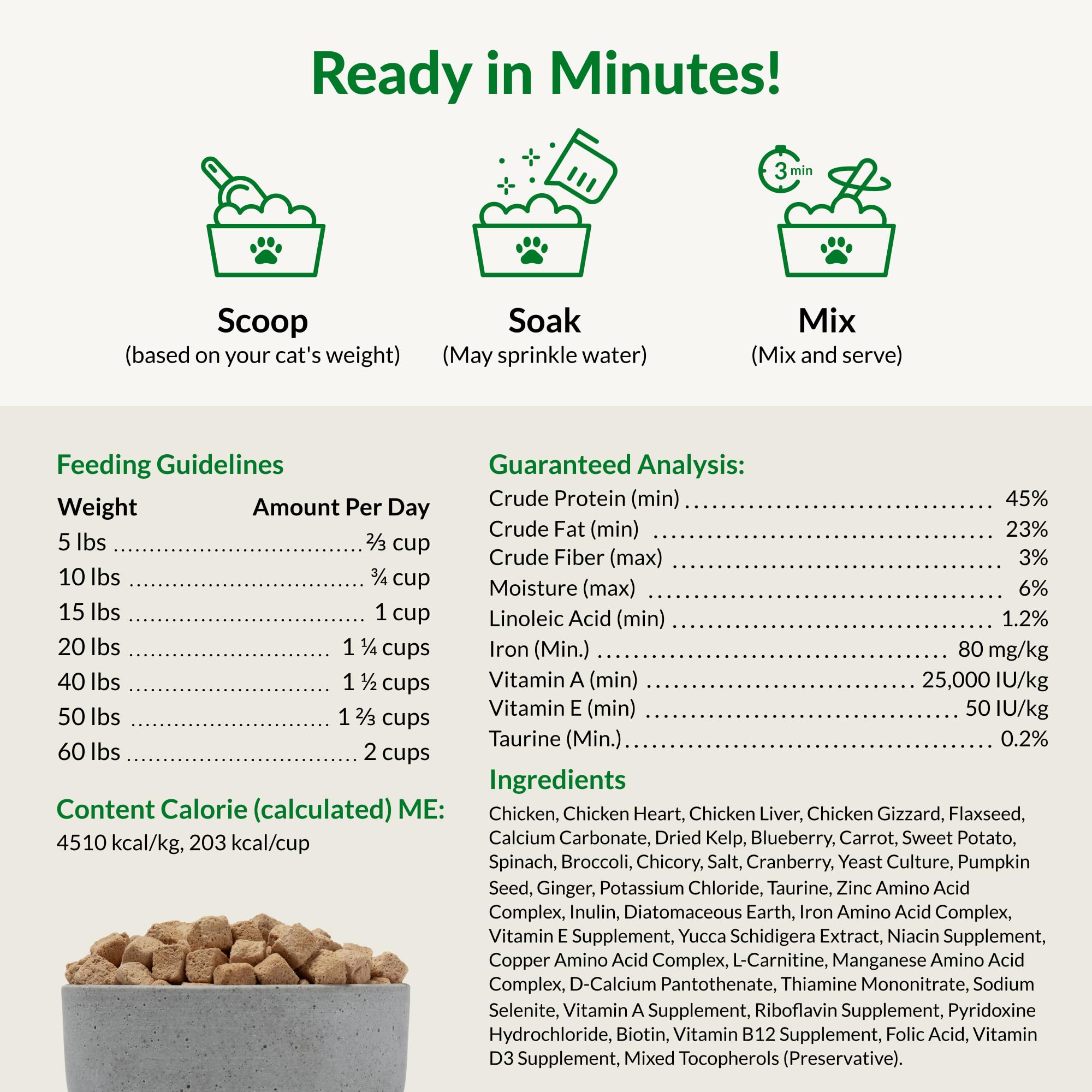 Nutra Complete freeze-dried chicken bites offer flavor and texture for cats, by Ultimate Pet Nutrition