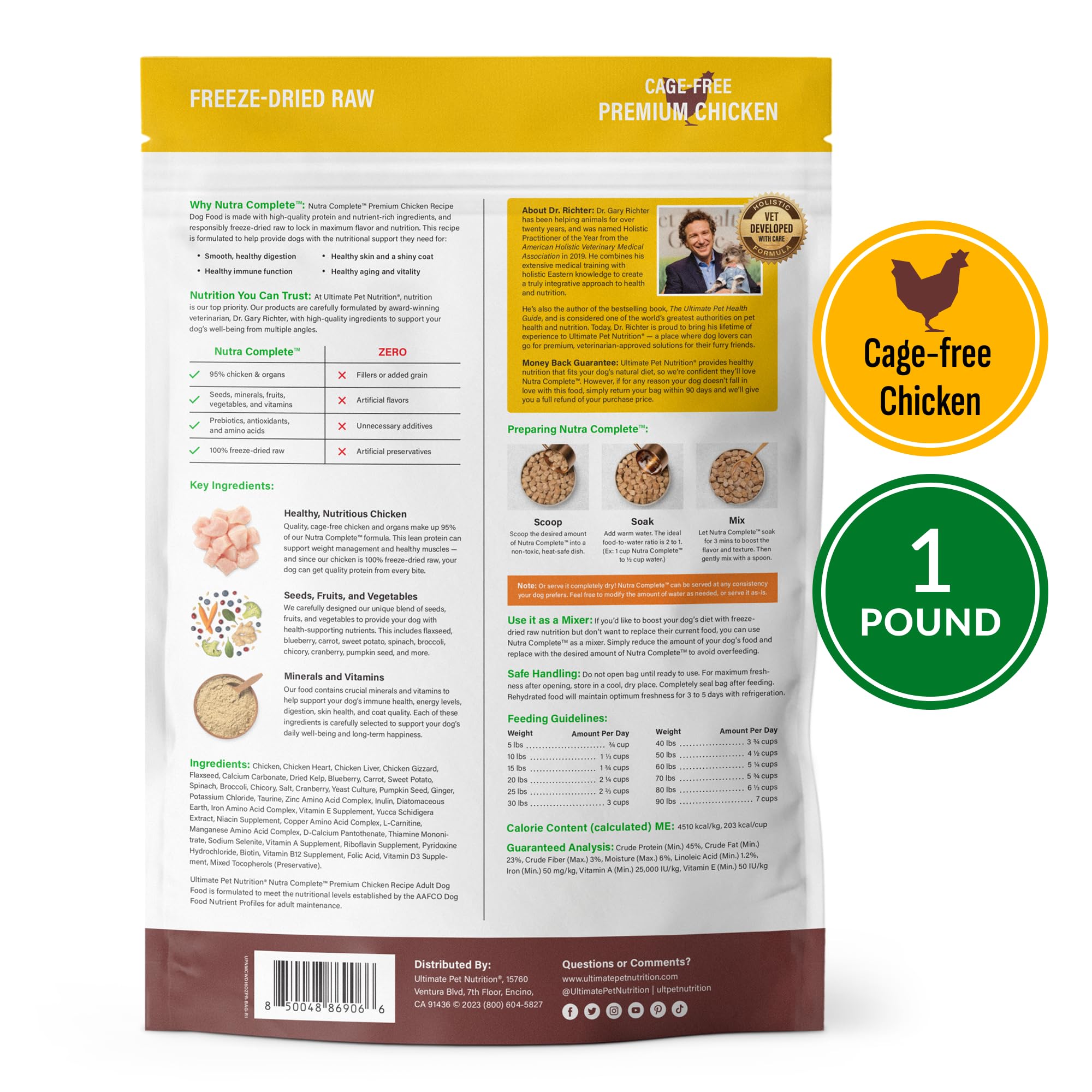 ULTIMATE PET NUTRITION Nutra Complete package close-up showing packaging design.