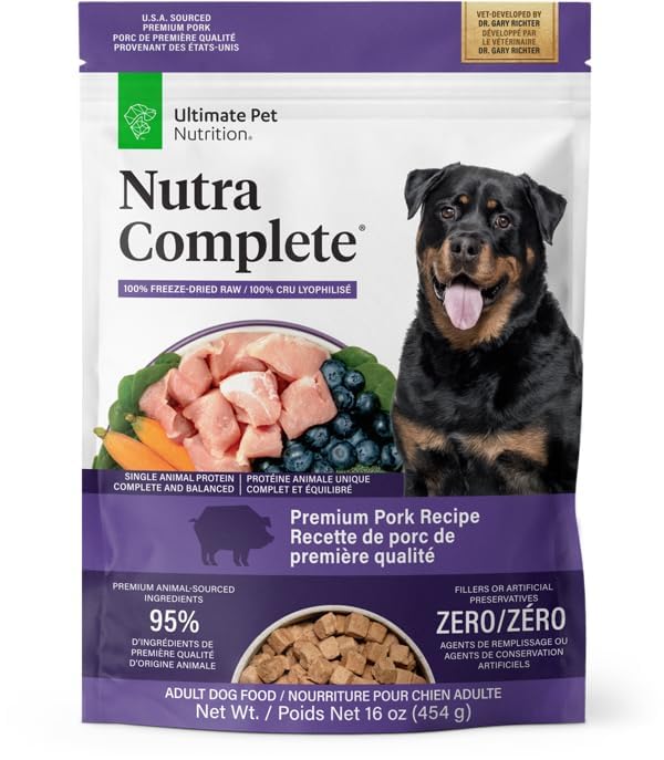ULTIMATE PET NUTRITION Nutra Complete pork bag with freeze-dried ingredients