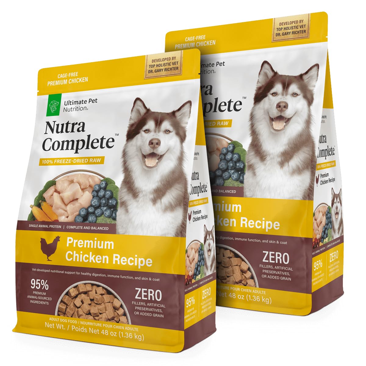 ULTIMATE PET NUTRITION Nutra Complete two-bag pack for convenient, premium dog nutrition.