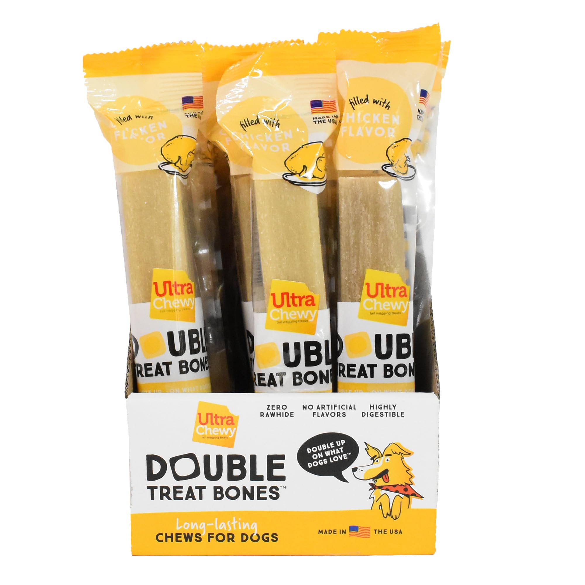 Ultra Chewy Chicken Double Treat Bones proudly made in USA
