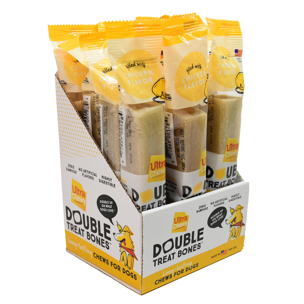 Ultra Chewy Chicken Double Treat Bones outer layer for long-lasting chewing sessions