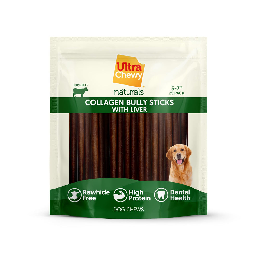 Product shot of 25-pack box, Ultra Chewy Collagen Sticks, odor-free.