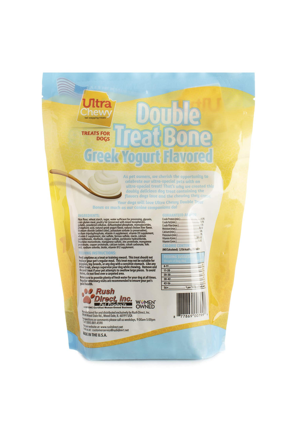 Ultra Chewy Double Treat Bones comes in a convenient 2-pack value