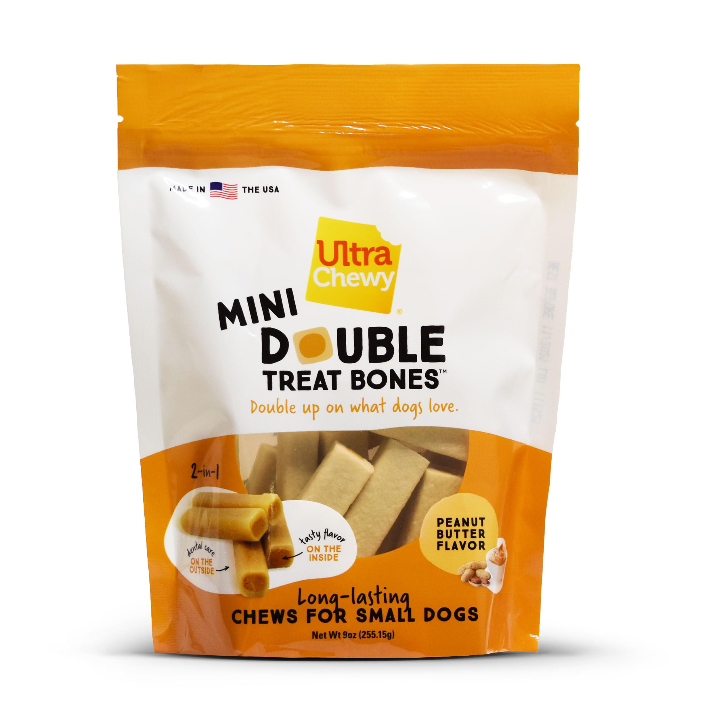 Ultra Chewy Double Treat Bones 9oz pack ready for daily use.