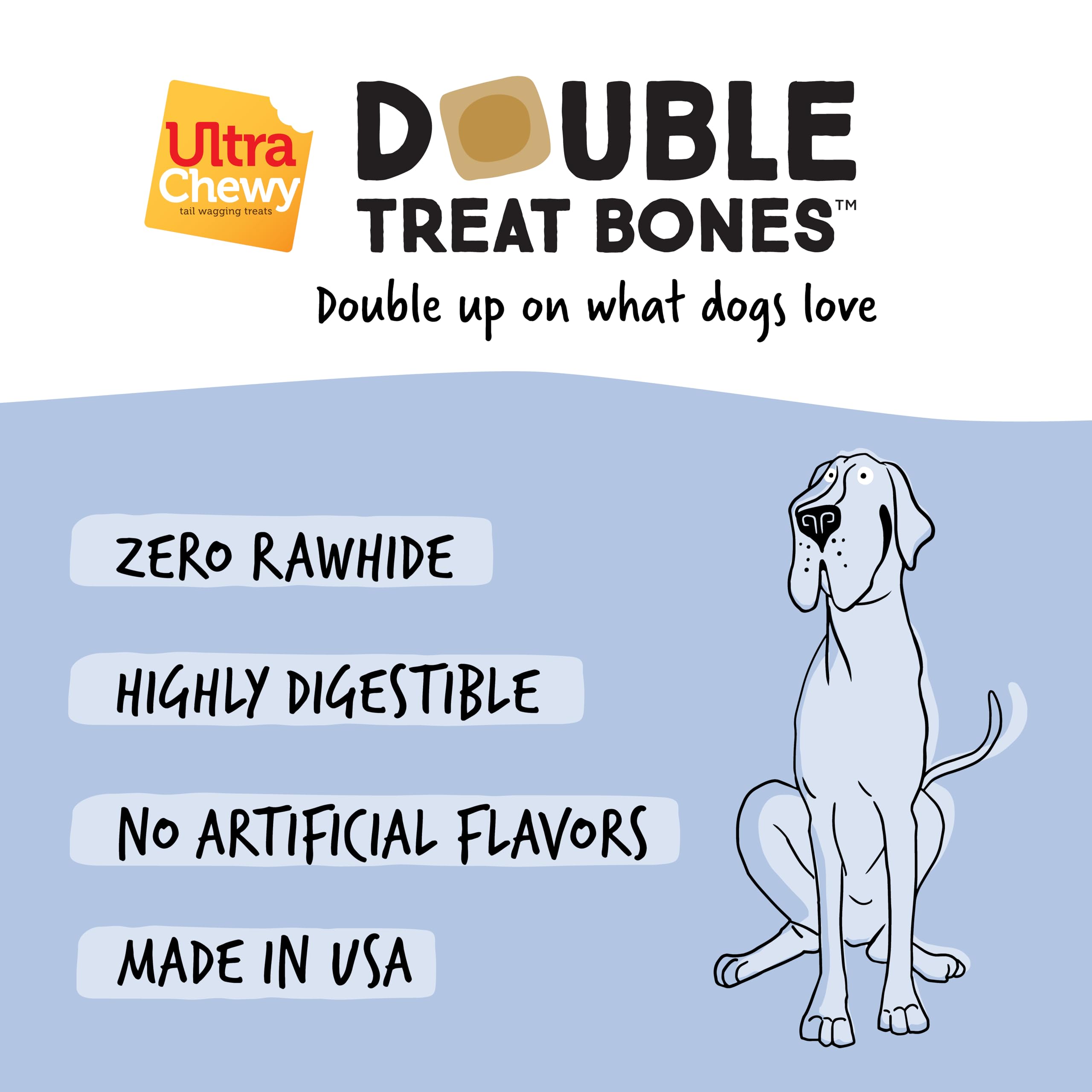 Ultra Chewy Double Treat Bones banana flavor chew for enjoyable chewing