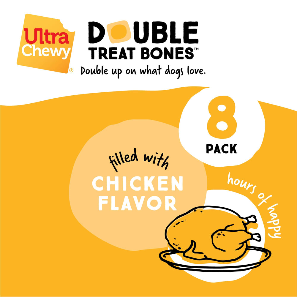 Ultra Chewy Double Treat Bones in motion for on-the-go dog treats