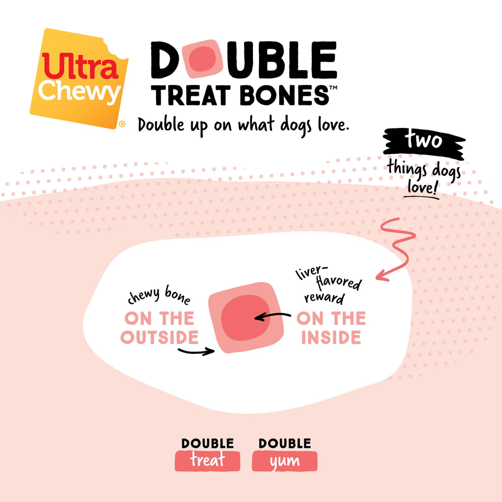 Ultra Chewy Double Treat Bones small-dog chew; versatile for dogs of all sizes.